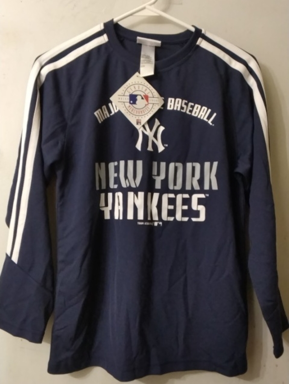 New York Yankees Kids Navy Long-Sleeve Jersey Style Tee Boys Sz Large